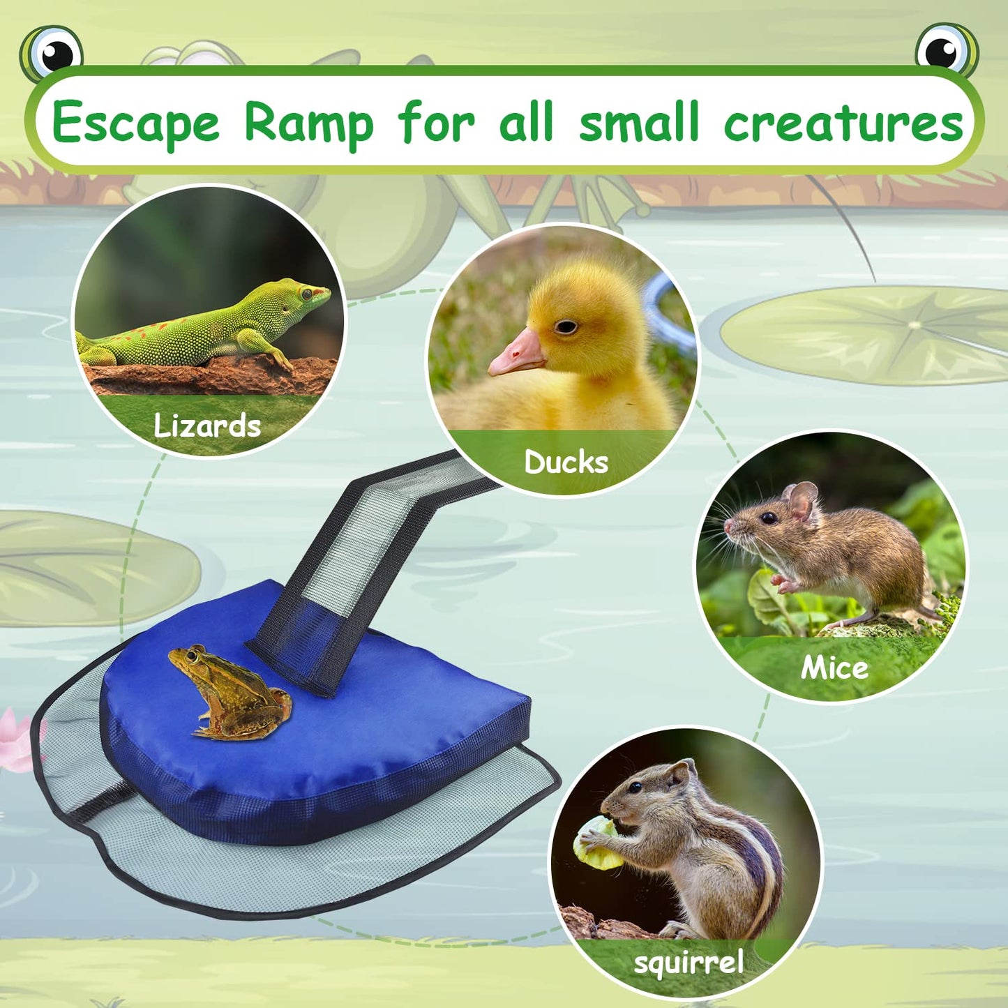 2 Pack Animal Saving Escape Ramp for Pools and Spas, Frog and Animals Saver for The Pool,Floating Ramp Rescues (Blue 2Pack)