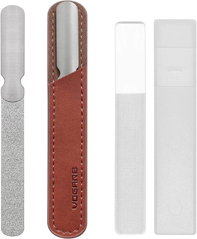 Diamond Nail File for Natural Nails, 4.6 Inch Double Sided 180 Grits Emery Boards Metal Toe Nail Files for Thick Toenails and Fingernail (1 Pack)