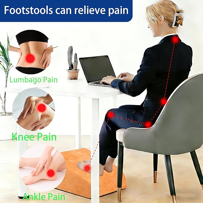 Foot Rest for Under Desk at Work, Ergonomic Under Desk Footrest with Washable Cover for Office, Home & Gaming Leg Elevation Pillow Orange