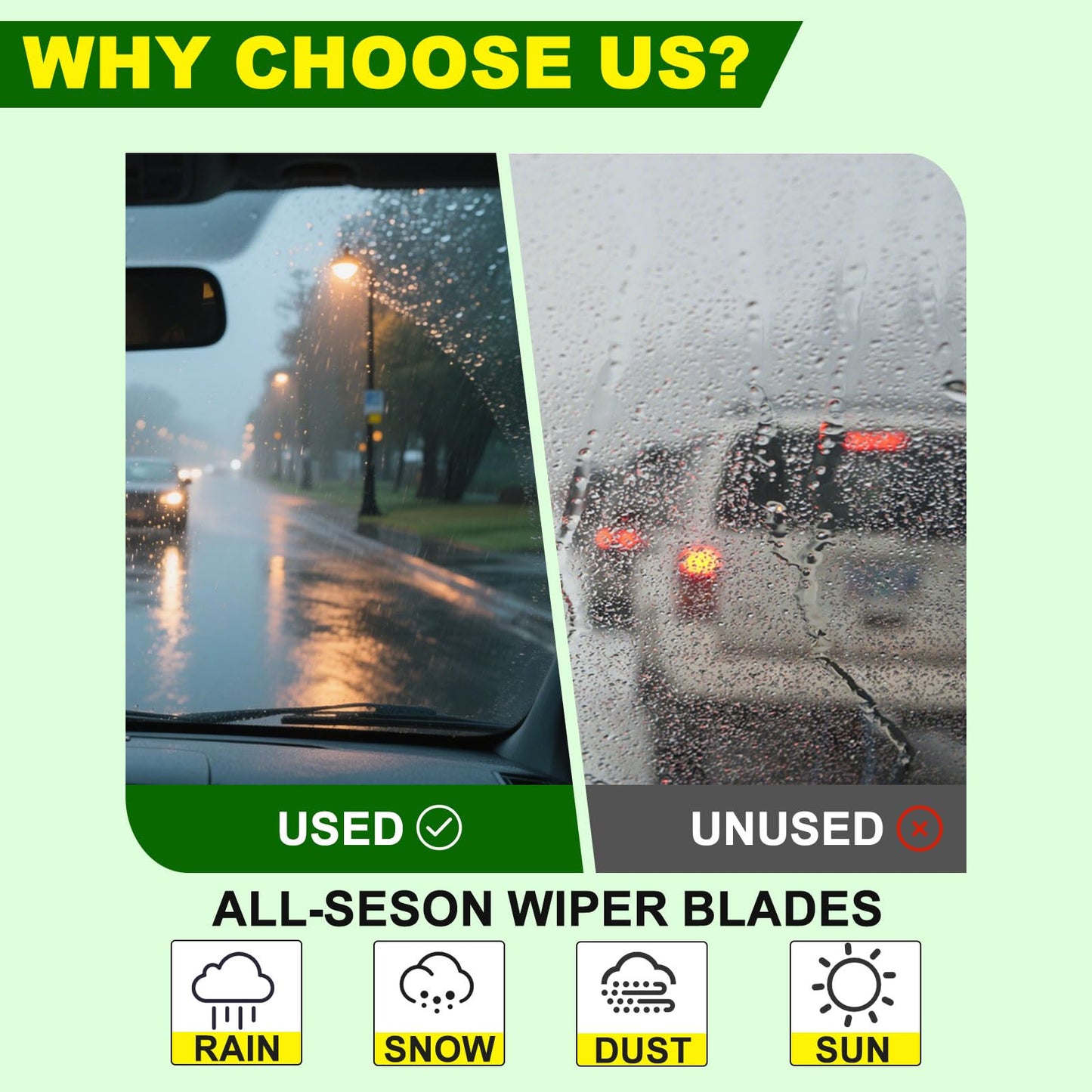 ZIXMMO OEM Quality 28in + 15in Premium All-Season Windshield Wiper Blades for Original Equipment Replacement(Set of 2)