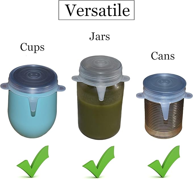 Pet and Human Food Can Lids - 4 Pack - Stretchable Silicone Covers for Cat and Dog Canned Food Storage - Universal Fitting Tops for Small Sized Cans - Keeps Food Fresh