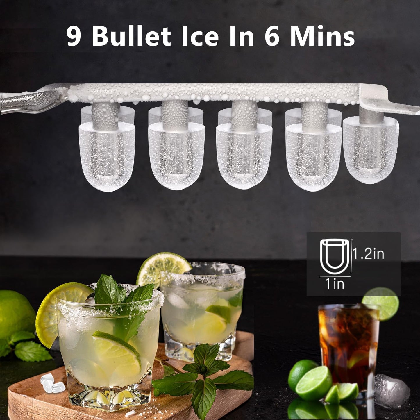 Antarctic Star Countertop Ice Maker Portable Ice Machine with Handle,Self-Cleaning Ice Makers, 26Lbs/24H, 9 Ice Cubes Ready in 6 Mins for Home Kitchen Bar Party (Black)