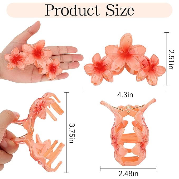 ANBALA 4PCS Hair Clips Flower Hair Clips Large Hawaii Flower Clip for Women Girls (Colorful)