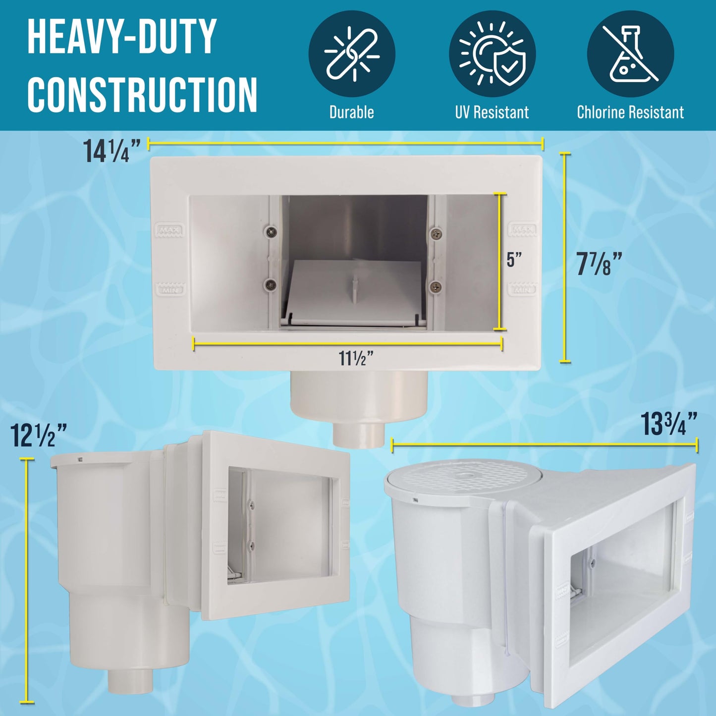 U.S. Pool Supply Wide Mouth Thru-Wall Above Ground Pool Skimmer Kit - ABS Construction, Complete Universal Set, Return Fitting, Vacuum Plate, Leaf Basket - Replacement Compatible with SP1091WM Skimmer