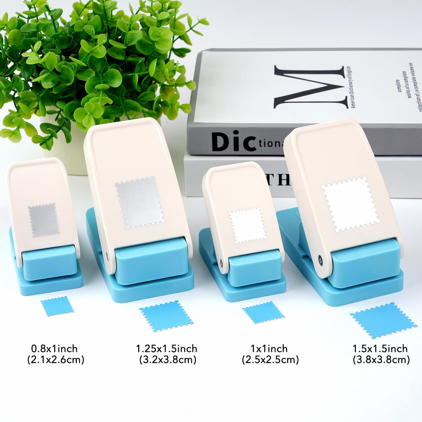 BAOFALI 4Pcs /Set Stamp Puncher Stamp Punch 1x0.8 &1.5 &1 &1.25x1.5inch Postage Stamp Punch |Stamp Hole Puncher| Action Paper Punches for Crafting Scrapbooking DIY Scrapbooking Journaling Card Making