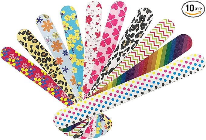 Nail File 10 PCS Professional Double Sided 100/180 Grit Nail Files Emery Board Colorful Manicure Pedicure Tool and Nail Buffering Files