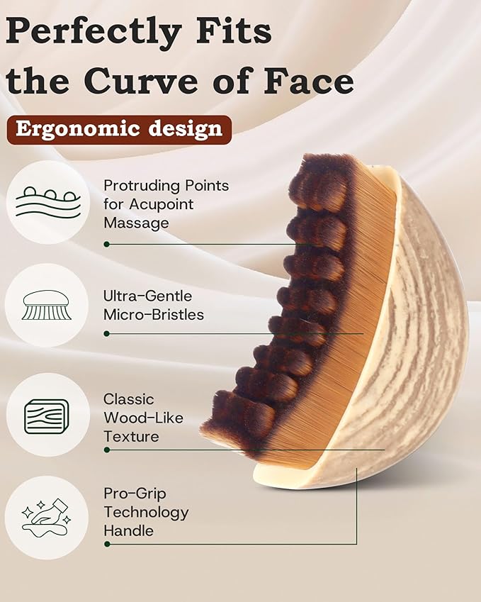 Lymphatic Contour Face Brush, Lymphatic Drainage Massager with Ergonomic Design, Lymphatic Face Brush, Gua Sha Tool for Face Anti-Puffiness, Fatigue Relief, Skin Tightening & Jawline Sculpting (Small)