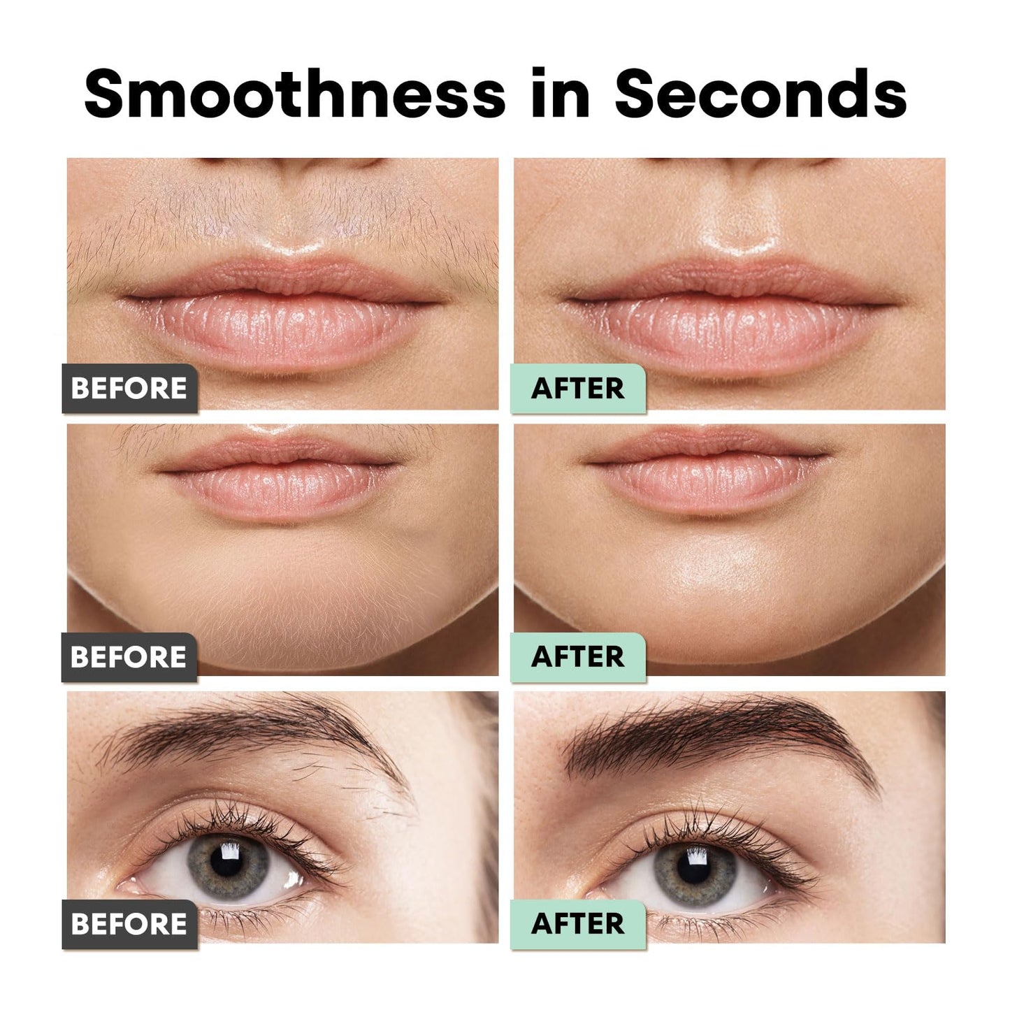 VG VOGCREST Eyebrow Facial Trimmer: 2 in1 Rechargeable Facial Hair Removal and Eyebrow Shaver - Face Lips Body Painless Facial Razor with Built-in LED Light (Pastel Green)