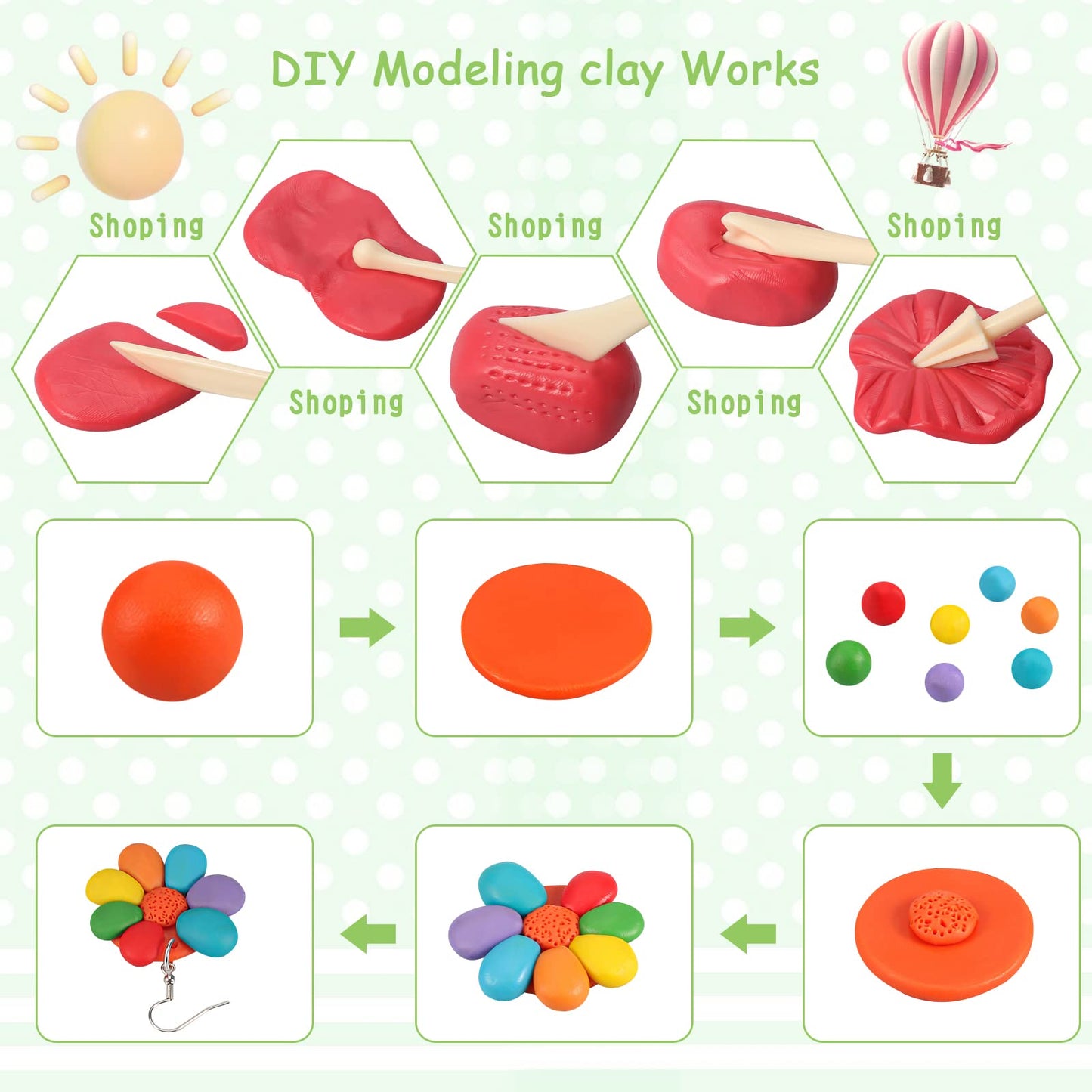 CiaraQ Polymer Clay Starter kit, Oven Bake Modeling Clay with Sculpting Tools, 60 Colors, 3.24 lb