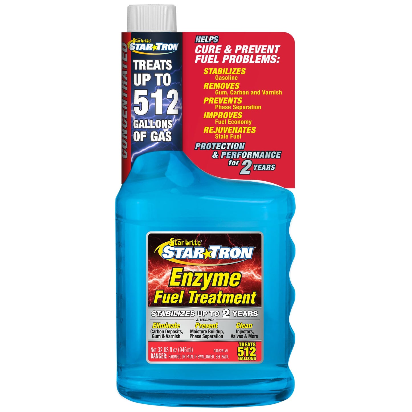 STAR BRITE Star Tron Enzyme Fuel Treatment - Concentrated Formula 32 Fl. Oz. – Treats up to 512 Gallons - Fuel Stabilizer & Treatment, Gasoline Stabilizer, Star Tron Marine Enzyme Fuel Treatment