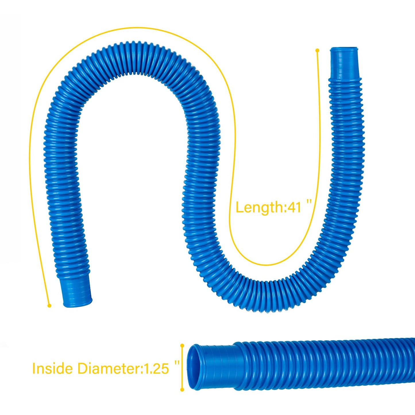 Pool Hose for Above Ground Pools, 3 PACK 1.25" Pool Filter Hoses Accessory Pool Pump Replacement 41 Inch Long with Clamps