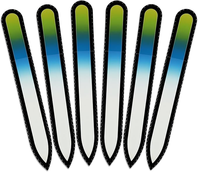 Mont Bleu Rainbow Crystal Nail File in Black Pouch - Czech Tempered Glass - Handmade in Bohemia (Czech Republic)