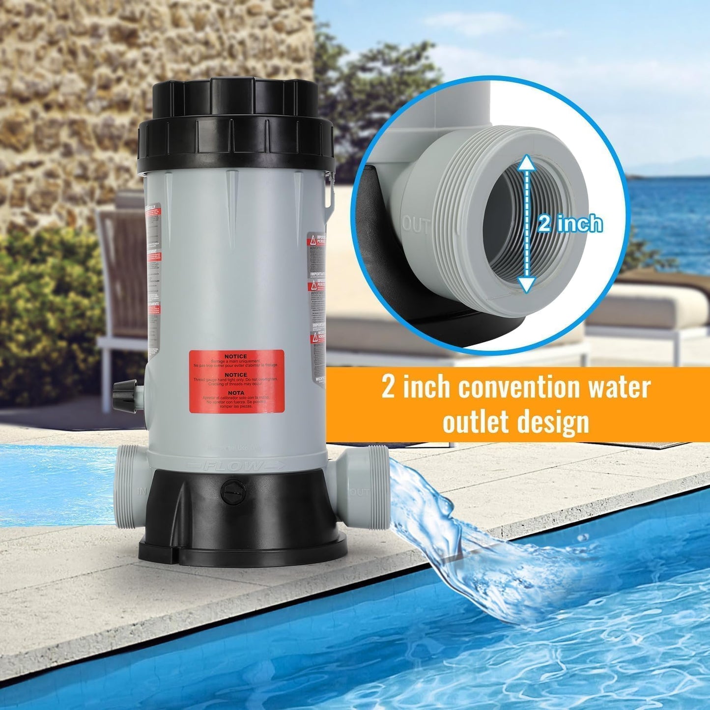 CL220 Offline Chlorinator for Swimming Pool Ponds,Replacement Hayward cl220 Chlorine Feeder,9 lbs Capacity,360 ° Adjustable Water Flow Knob, Thickened ABS Material