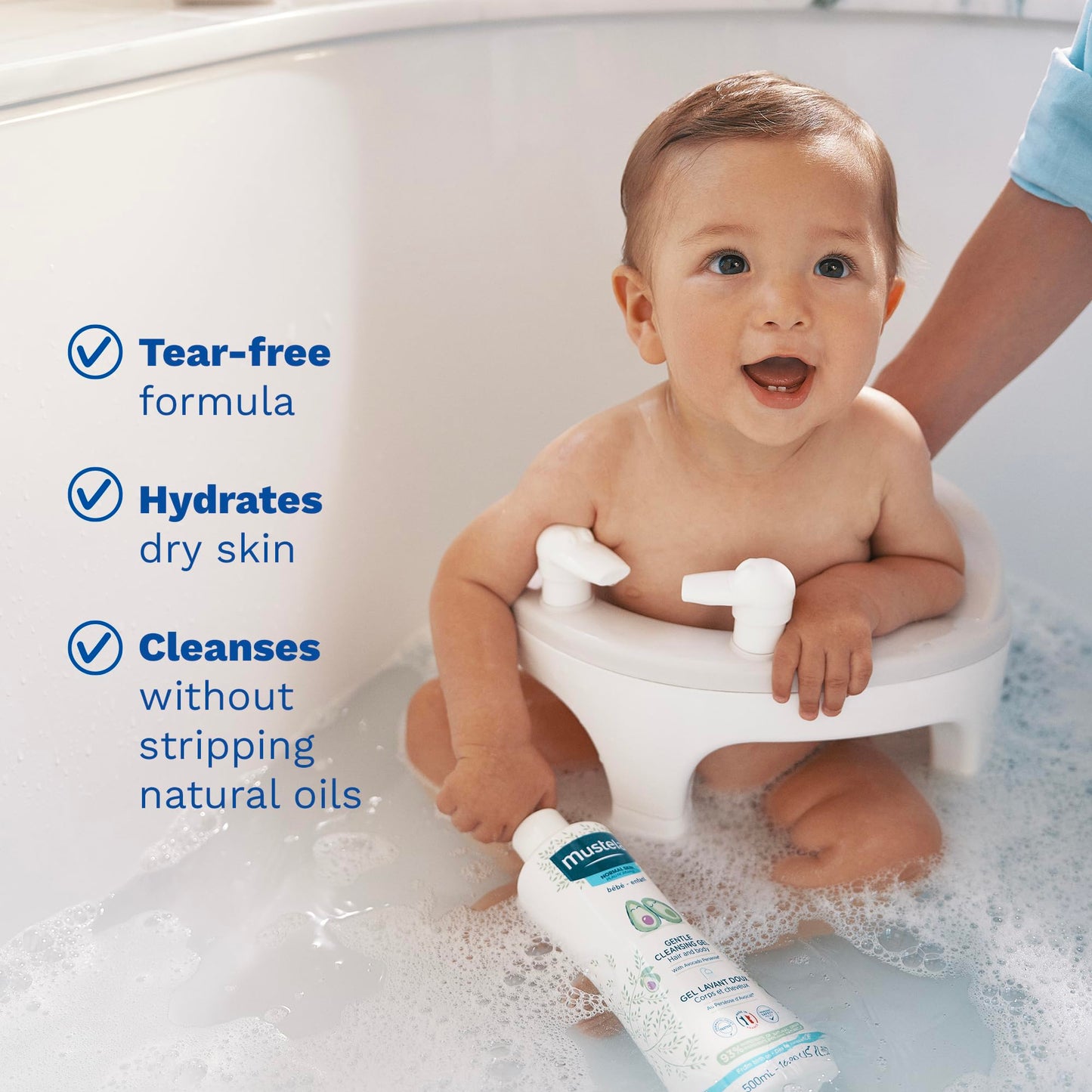 Mustela Baby Gentle Cleansing Gel - Baby Hair & Body Wash - with Natural Avocado fortified with Vitamin B5 - Biodegradable Formula & Tear-Free – 25.35 fl. oz.