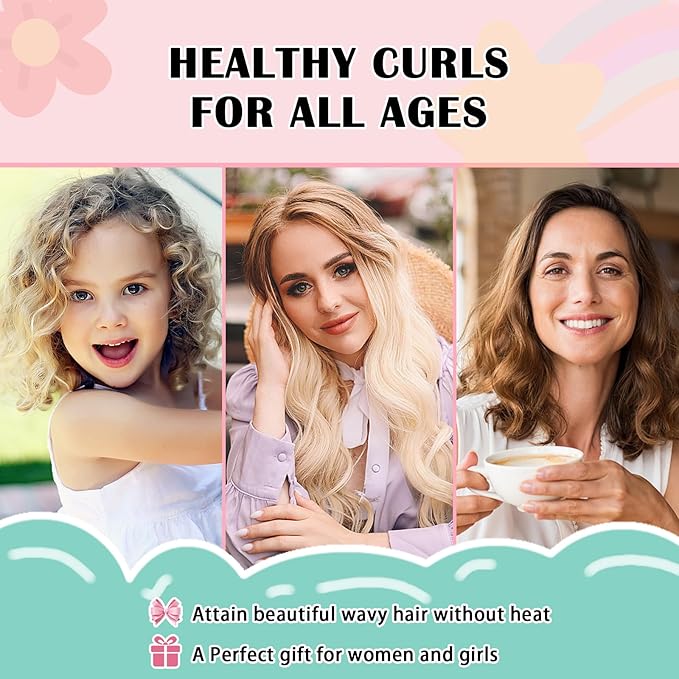Gwabee Satin Heatless Curls Overnight Hair Curlers to Sleep In Hair Curler Rollers No Heat Hair Wrap for Curls Headband, 70" Satin Heatless Curling Rod Set for Women Long Waves Hair Volume -Grey 10PCS