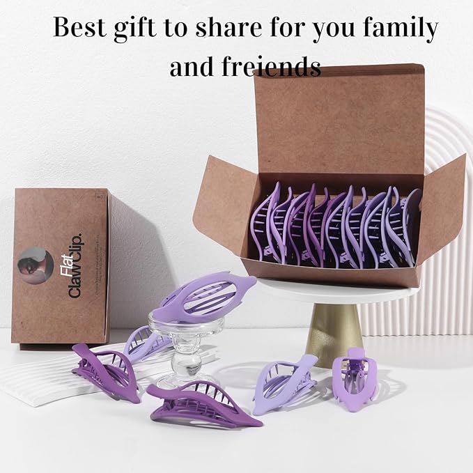 8 Pack Purple Flat Hair Clips – Cute Matte French Purple Claw Clips for Girls & Teens, No-Slip Hair Accessories for Daily Use, Fun Kawaii Soft Girl Aesthetic