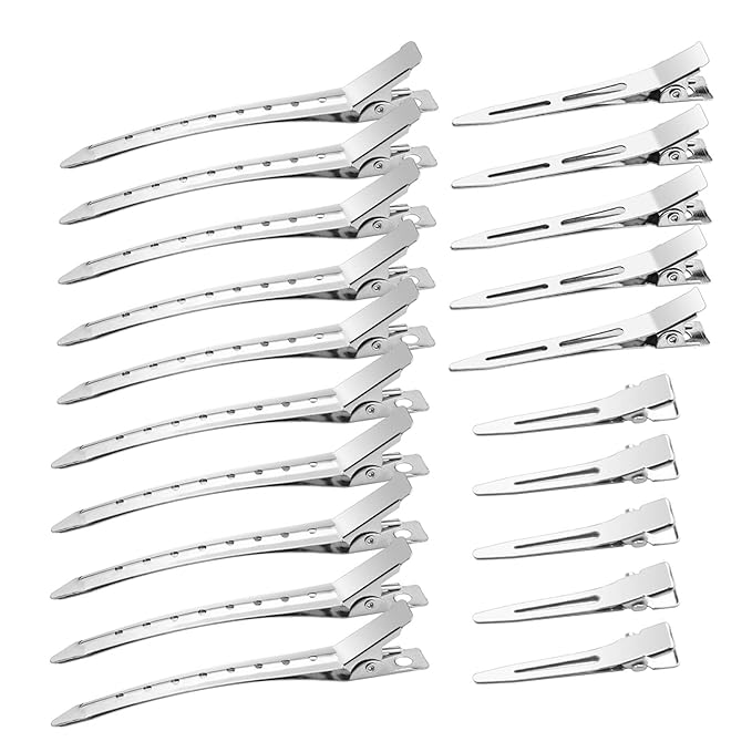 40pcs Metal Duck Billed Hair Clips for Styling Sectioning,Silver for Women Long Hair, Alligator Curl Clips for Hair Roller,Salon,Bows DIY with Case