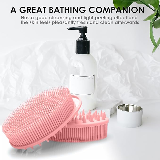 Silicone Body Scrubber Ã¢ÂÂ Dual-Sided Silicone Loofah for Shower, Soft Exfoliating Body Bath Shower Scrubber Loofah Brush Easy-to-Clean for Sensitive Kids Women Men All Kinds of Skin, Set of 2