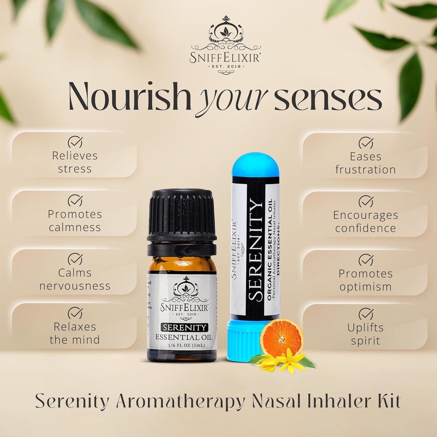 Serenity Aromatherapy Nasal Inhaler Kit – DIY 3-Pack with Essential Oil Blend, Calm Mood & Stress Relief, Premium Gift Set