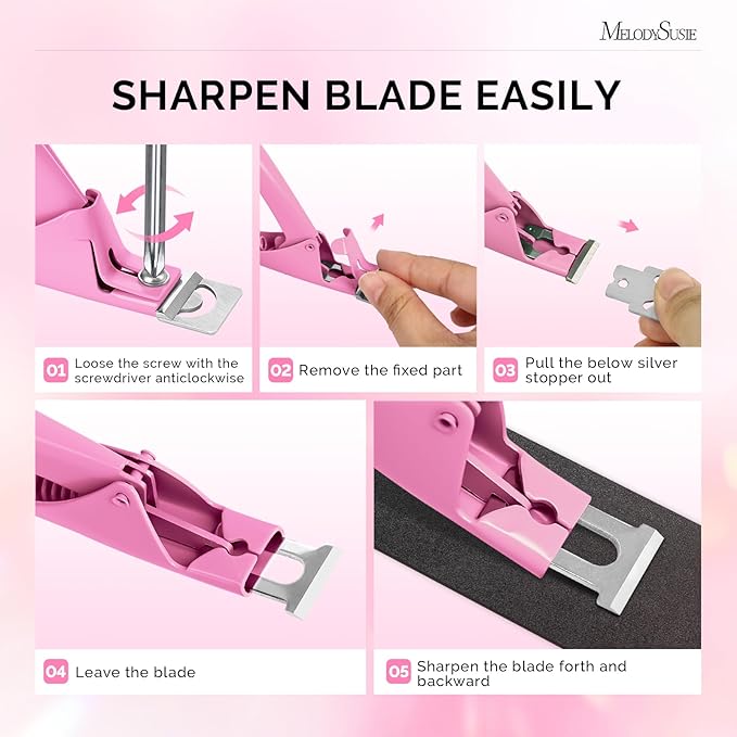 MelodySusie Acrylic Nail Clippers with 15pcs Magnet Sizers, Professional Nail Clippers Cutters for Long Acrylic Gel Nails Tips, Adjustable Stainless Nail Trimmer, Manicure Tool for Salon Home, Pink