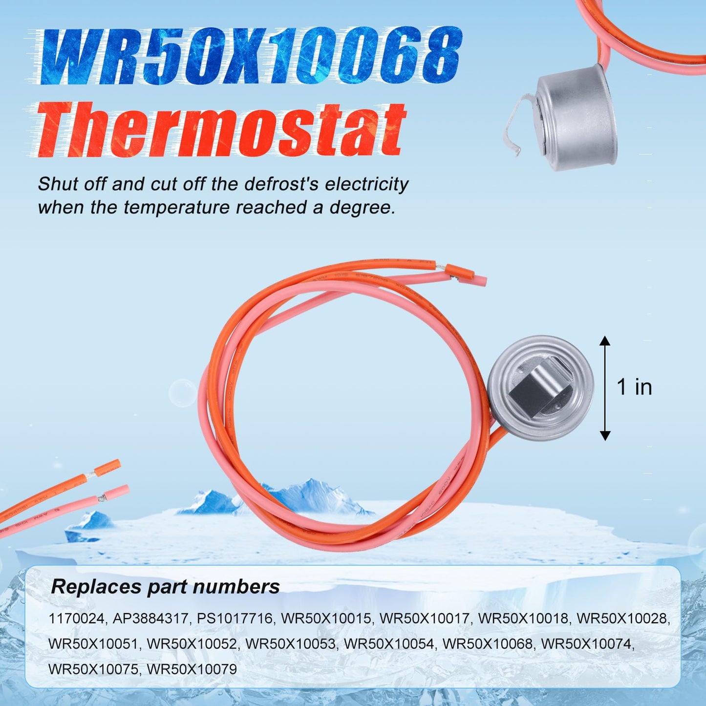 WR51X10055 Refrigerator Defrost Heater Kit,WR55X10025 Temperature Sensor,WR50X10068 Defrost Thermostat Replacement for General Electric Hotpoint Refrigerators Replaces WR51X10030