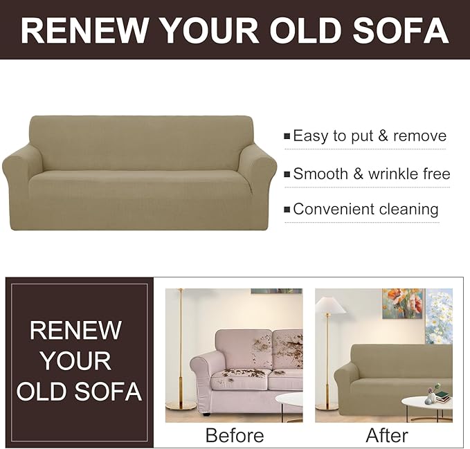 U-NICE HOME Loveseat Cover Stretch Couch Cover Sofa Cover Sofa Slipcover Furniture Protector for 2 Cushion Couch Sofa Pet Friendly(Loveseat, Sand)