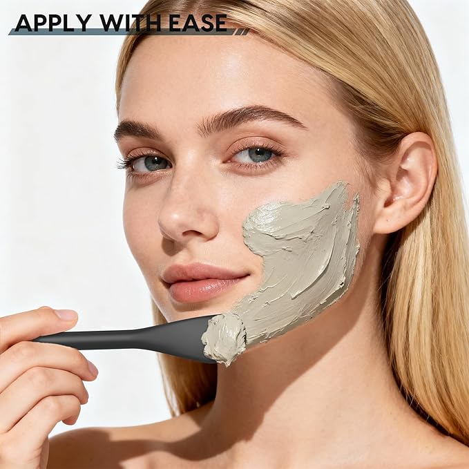 Silicone Facial Cleansing Brush - 2PC Double Ended Exfoliator for Deep Pore Cleaning, Blackhead Removal & Makeup Application - Soft, Hygienic & Waterproof Face Scrubber MassagerÃ¯Â¼ÂBlack+GrayÃ¯Â¼Â