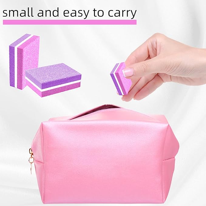 50 Pcs Sponge Nail Buffers,100/180 Grit Mini Nail Files,Mini Buffer Block Nail File for Acrylic & Natural Nails,Double-Sided Buffing Blocks for Manicure & Pedicure,Salon & Home Use(Pink-Purple)