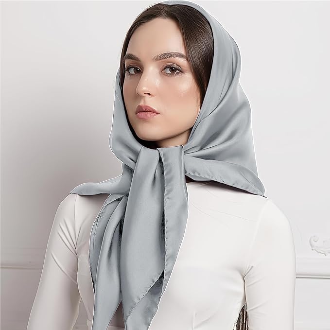 vimate 35" Square Silk Like Head Scarf - Women's Fashion Satin Scarf Bandana for Hair Wrapping at Night.