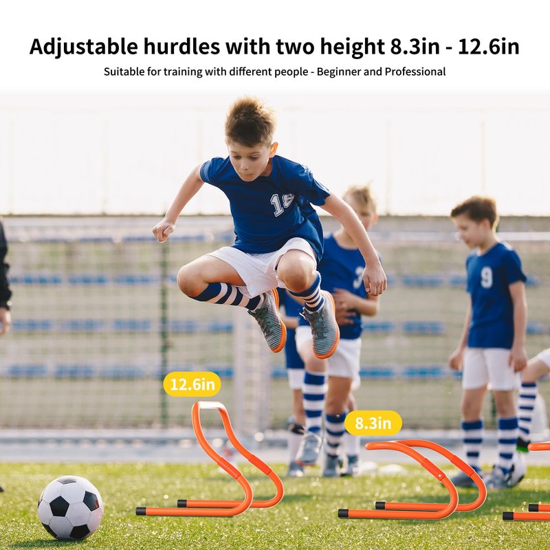 GHB Agility Ladder,Football Agility Training Equipment Set,3 Agility Hurdles,20 feet 12 Rungs Speed Ladder 5 Discs 5 Cones Target pad Bounce Balls ect for Football Basketball Workout Training