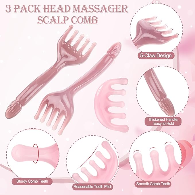 3 Pack Head Massager Scalp Comb Resin Scalp Stress Relax Tool for Christmas, Birthday, Mother's Day, Father's Day