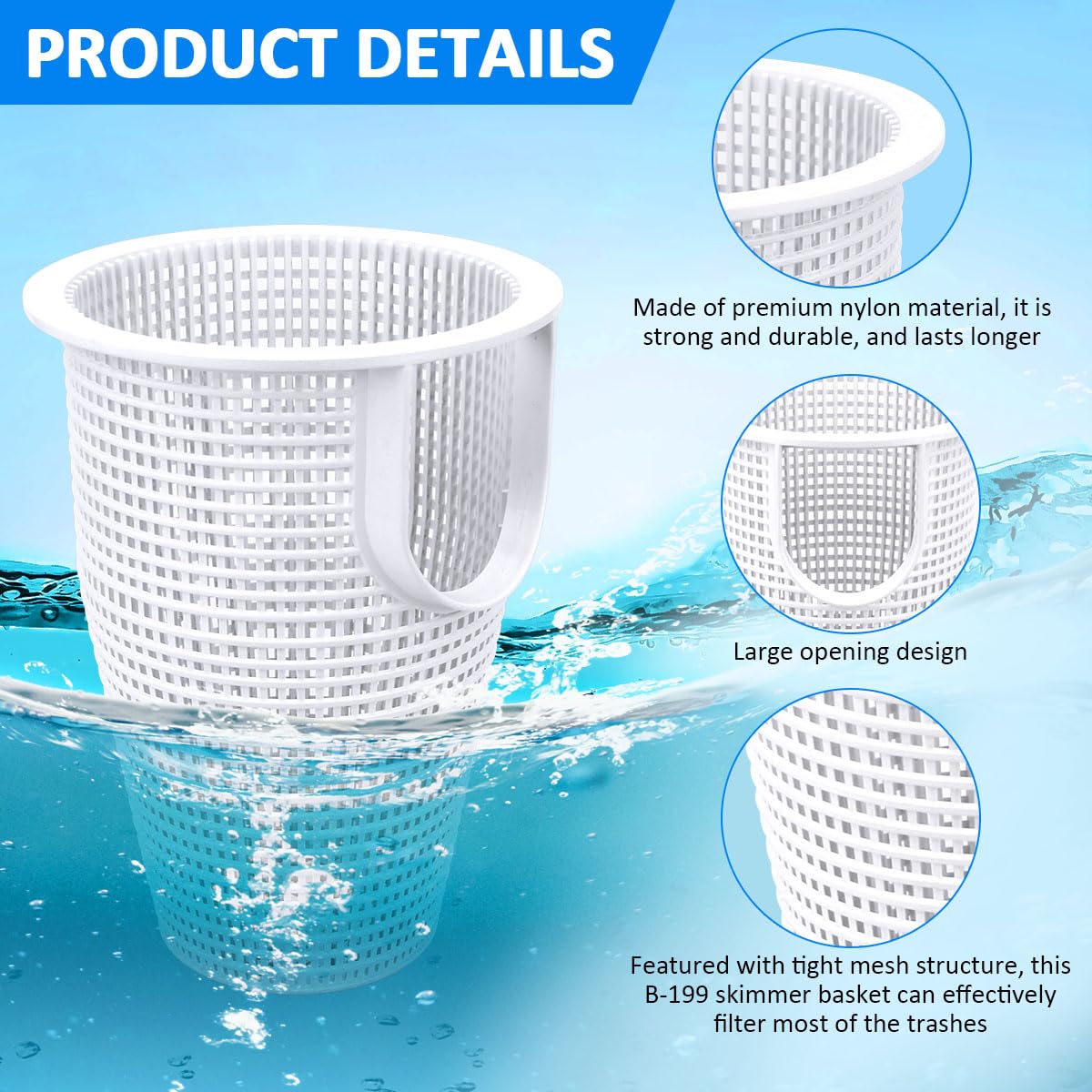 Sanyasi 070387 Strainer Basket Replacement for Pentair Whisperflo Intelliflo Pool Pump Basket, Replace 91110040 B-199 B199 Pool Filter Basket