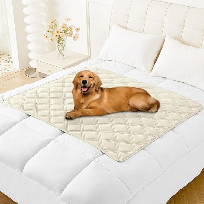 Smiry Waterproof Dog Bed Cover Blanket 40x50, Soft Reversible Pet Blanket, Washable Leakproof Cats Dogs Couch Cover for Sofa, Couch, Furniture, Beige/Beige
