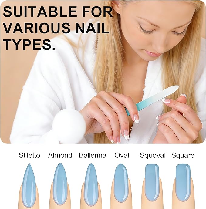 6 Pack Glass Nail File with Case, Professional Nail Files for Natural Nails, Double Sided Crystal Nail File,Nail File Kit for Girls Women Adults Birthday Christmas Gifts Stocking Stuffers (MIX-001)