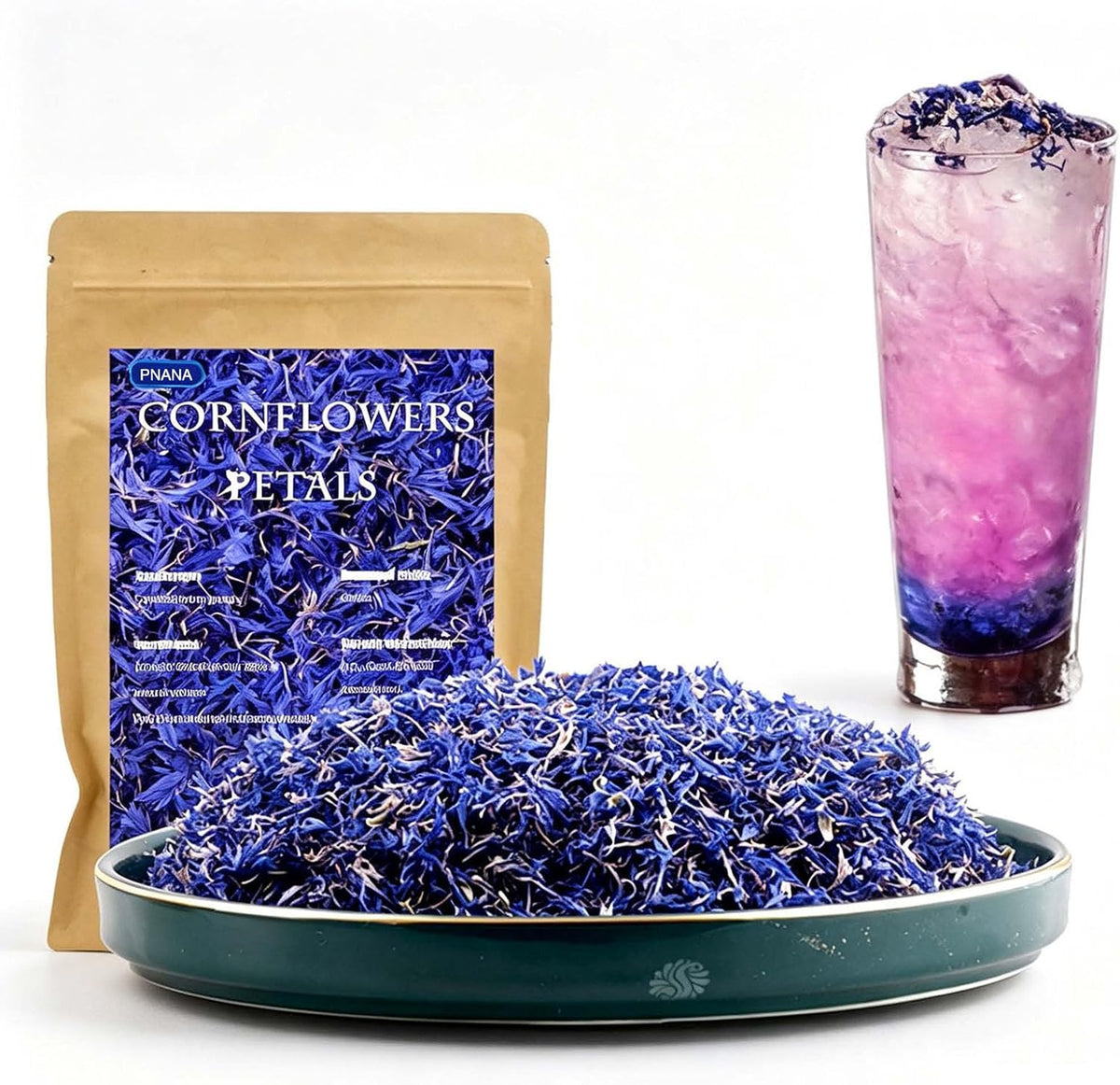 PNANA Spring Flower Mix - Natural Edible Dried Cornflower Petals, Culinary Grade Flower Garnish for Tea, Cocktails, Cake Baking, Charcuterie & DIY Crafts