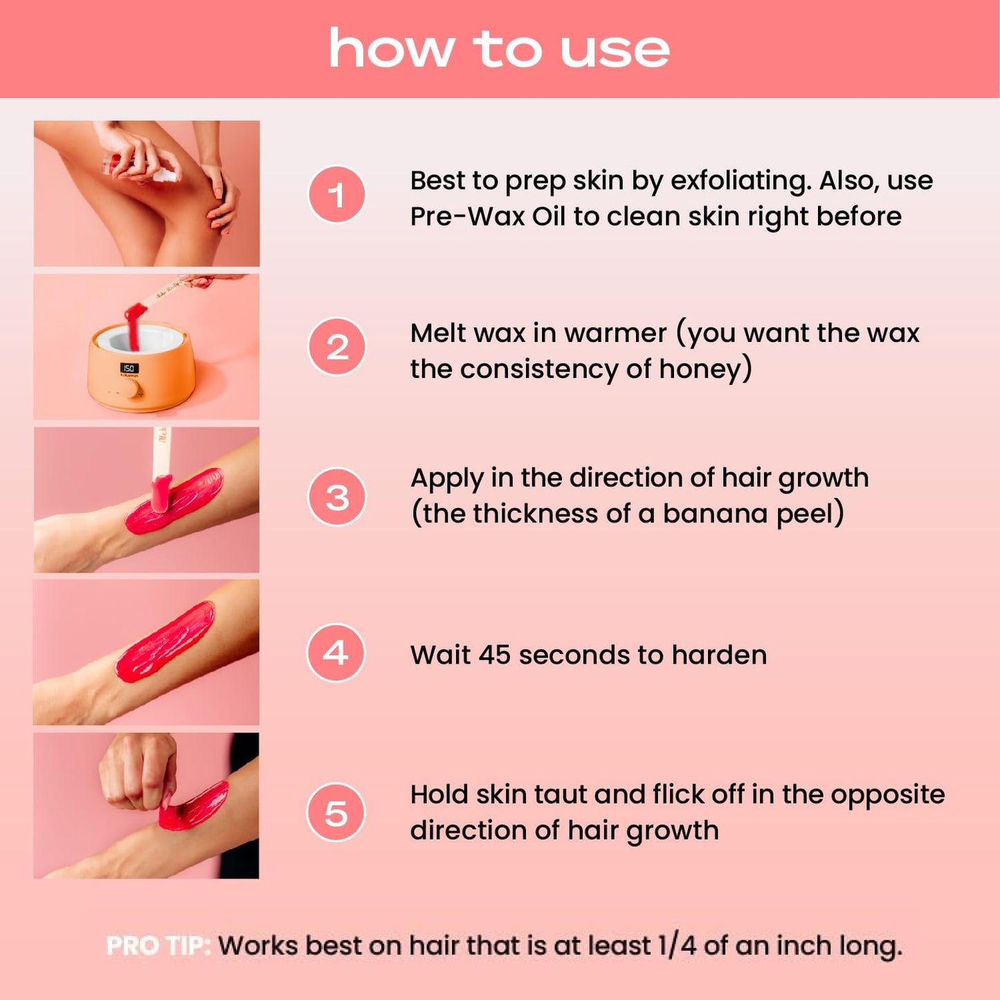 KoluaWax Premium Waxing Kit for Women - Beginner Friendly - Complete Wax Kit that includes 14oz of Wax Beads, Applicator, Pre and Post Care, Suitable for Sensitive Skin (Peach Fuzz)