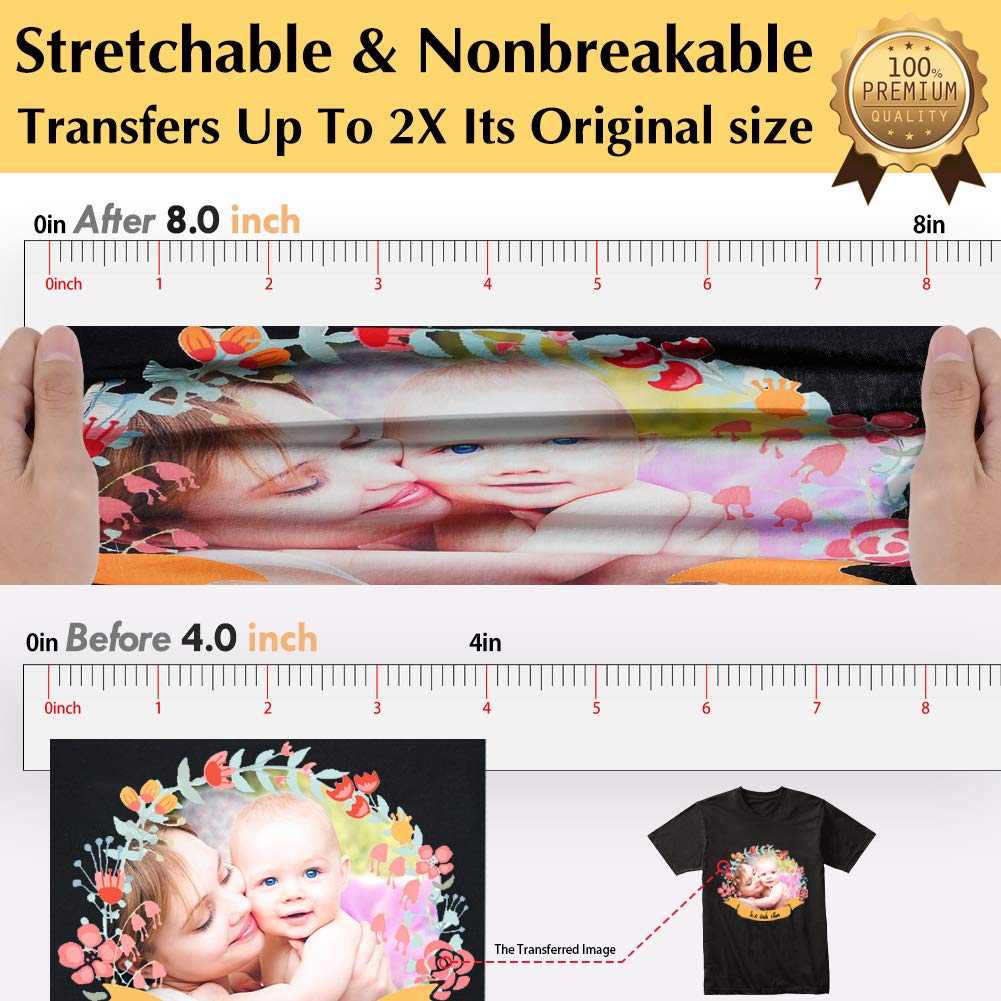 TransOurDream Heat Transfer Paper for Dark T Shirts(20 Sheets, 8.5x11),Printable HTV Heat Transfer Vinyl for Inkjet Printers