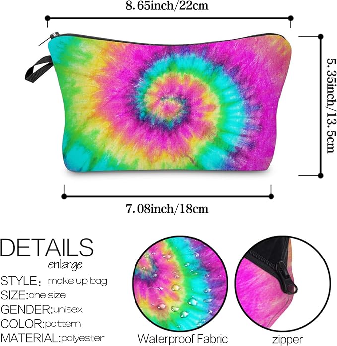 Deanfun Cosmetic Bag for Women, 3D Spiral Printed Waterproof Durable Makeup Bags Roomy Purse Bag Travel Accessories Trendy Gifts (52469)