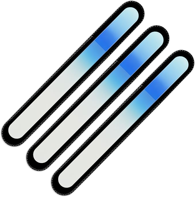 Mont Bleu Rainbow Crystal Nail File in Black Pouch - Large/Professional Size - Czech Tempered Glass - Handmade in Bohemia (Czech Republic)