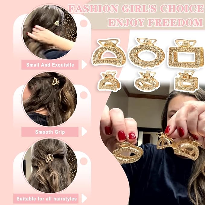 12 Pack Metals Mini Hair Clips for Women Mom Wife Daughter Girls Girlfriends,Medium Hair Claw Clips for Long Hair,Small Cute Gifts for Female with Thick Hair or Thin Hair
