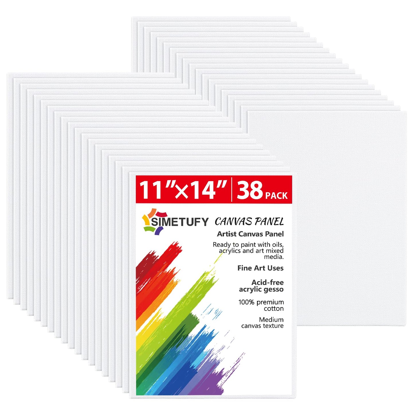 Simetufy 38 Pack Canvas Boards for Painting 11 x 14 inch, Blank Canvas Panels- Gesso Primed Acid-Free 100% Cotton for Acrylics Oil Watercolor Tempera Paints