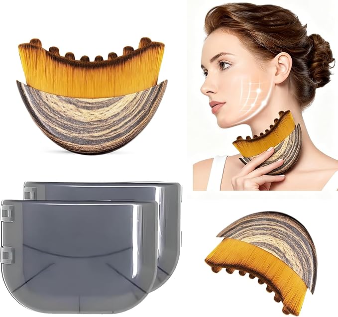 2PCS Lymphatic Contour Face Brush, Chin Jawline Sculpting Tool, Drainage Massager for Face & Neck,Ergonomic Design for Anti-Swelling & Fatigue Relief