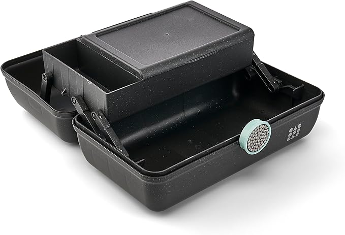 Caboodles On-The-Go Girl Makeup Box, Black Sparkle, Show Girl Collection, Hard Plastic Makeup Organizer Box, Built-In Mirror, Secure Latch for Safe Travel, Spacious Storage for Large Items