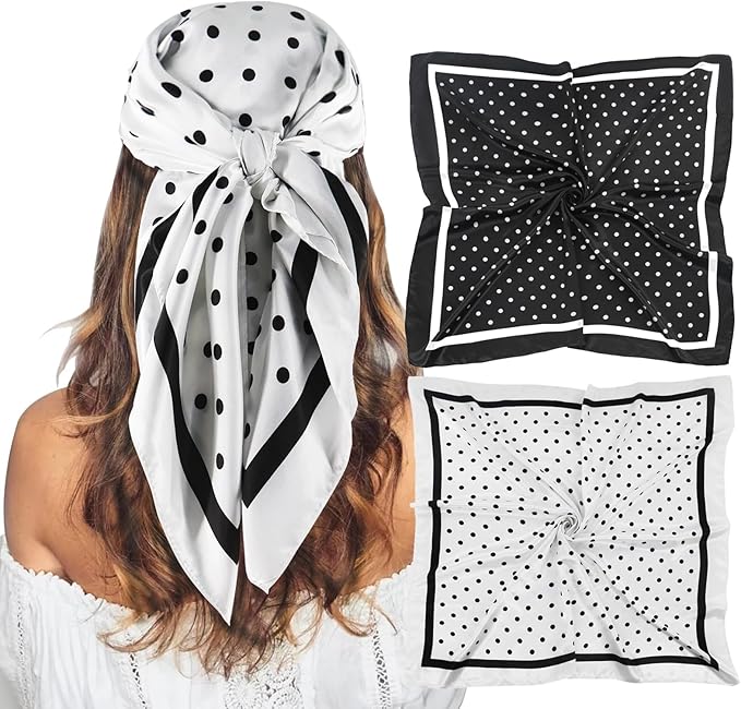 vimate 35" Square Silk Like Head Scarf - Women's Fashion Satin Scarf Bandana for Hair Wrapping at Night.