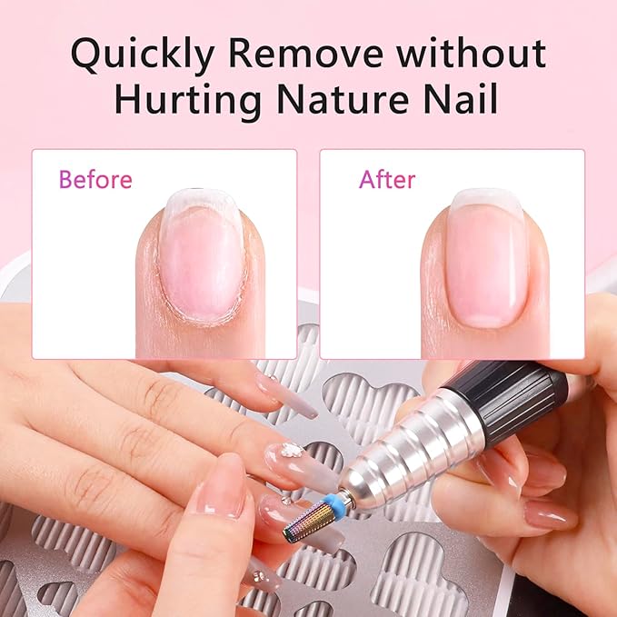 BQAN Nail Drill Bits Set, 7pcs Tungsten Carbide Diamond Drill Bits for Nail Tech, Remove Acrylic Gel Polish Cuticle, Manicure Pedicure Tools