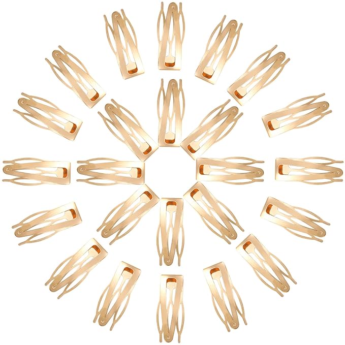 Chinco 24 Pcs Double Grip Hair Clips Metal Snap Clips Women Barrettes for Hair Making, Salon Supplies(Kc Gold,2 Inch)