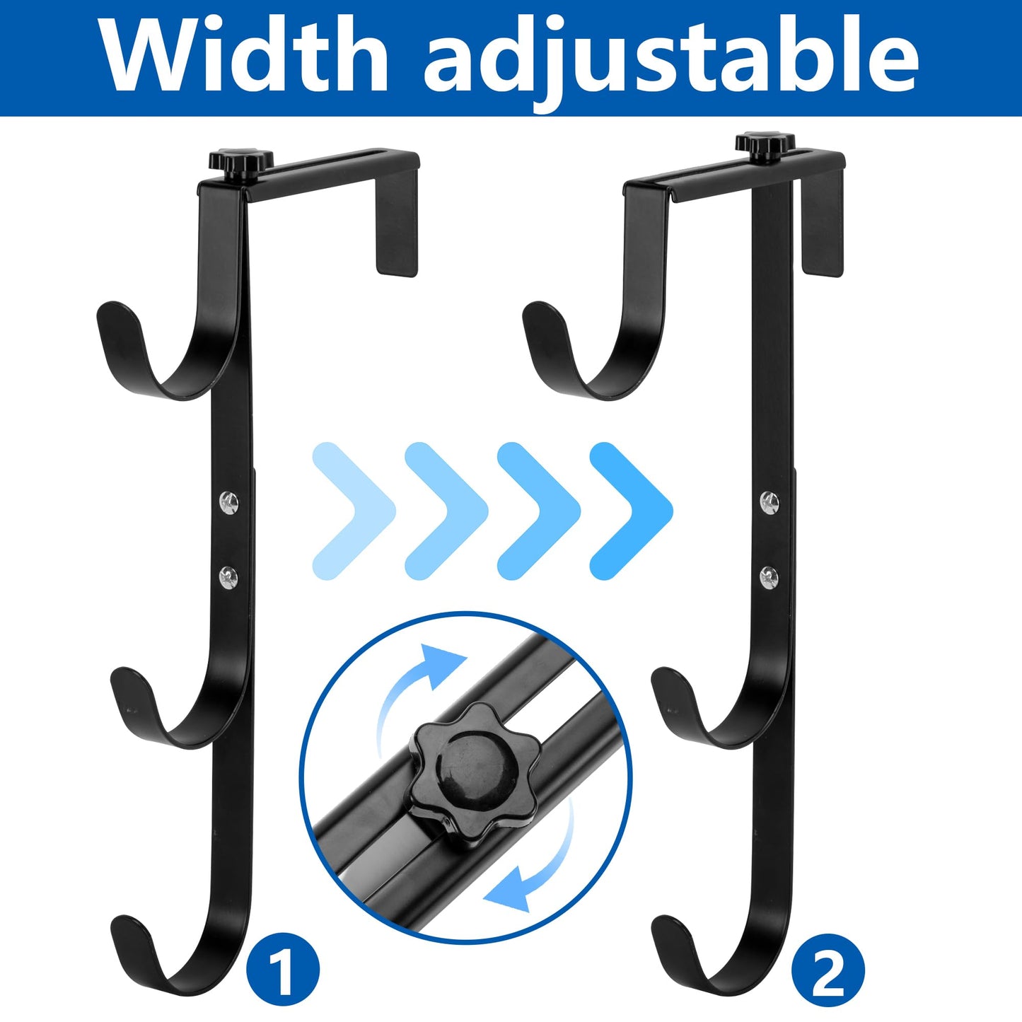 2 Pcs Black Pool Fence Hooks for Pool Equipment, Adjustable Pool Pole Hanger Holder, Rustproof Swimming Pools Skimmer Pole Hooks for Hanging Tool, Hose, Leaf Rakes, Nets Pool-Accessories (Black)