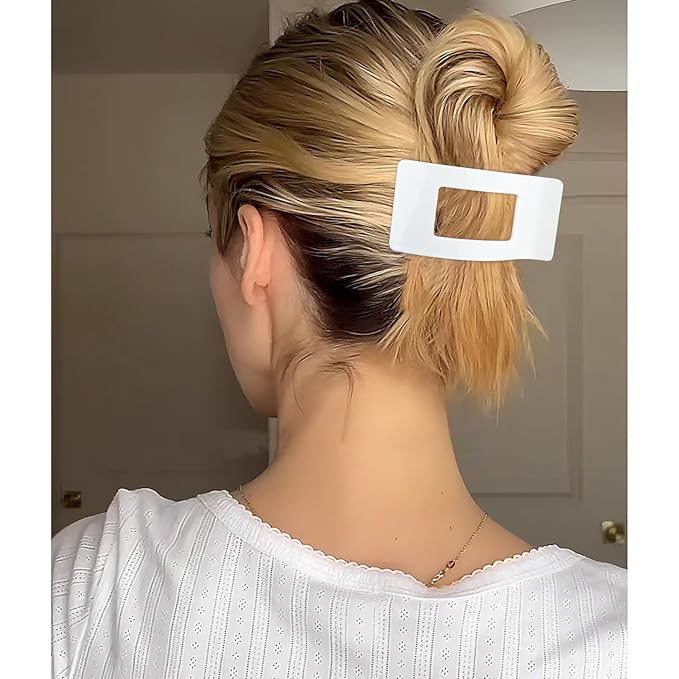 Velscrun Flat Hair Clips for Women Girls, Matte Lay Flat Claw Clips, Strong Hold Large Side Hair Clip All Hair Types, French Duck Billed Hair Jaw Claw Clip, Non Slip Grip for Daily Styling Tortoise