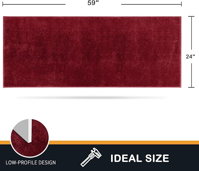 PURRUGS Dirt Trapping Door Mat 24" x 59", Non-Slip Machine Washable Entryway Rug, Dog Doormat, Indoor Front Door Mat, Super Absorbent Entry Rug for Muddy Shoes & Paws, Burgundy Red