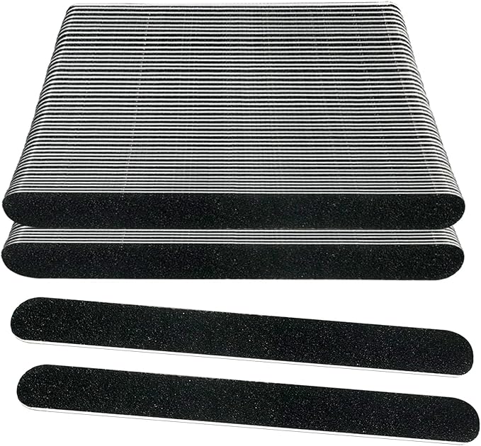 Emery Board Nail Files (100 Pack), 100/180 Grit Wooden Nail File for Natural Nails, 7 Inches Emory Filers Manicure Tool Set Disposable Nail File for Home Salon Black